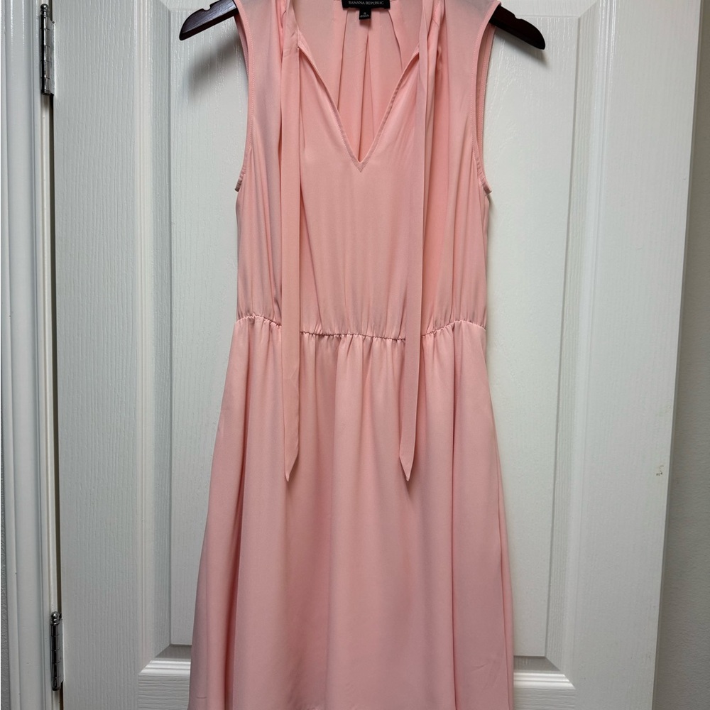 Banana Republic Pink Knee-Length Sundress with V-Neck for Wedding Guest